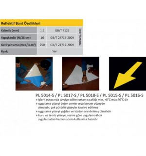 Yapışkanlı Zemin Uyarı İşareti PL 5014 - Bant Çeşitleri - Detay Görünümü